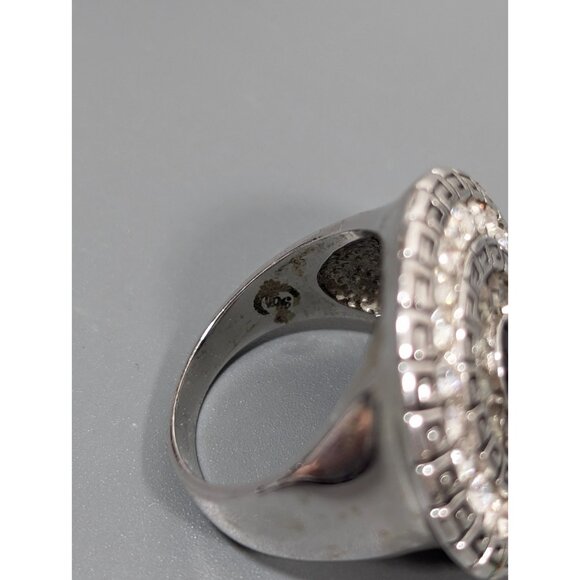 Premier Designs Cinema Ring Greek Key Crystal Cocktail Statement Size 8 - Picture 7 of 8